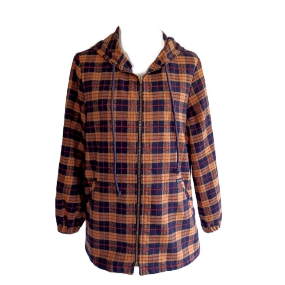 STEPHANIE K VINTAGE 70’S FLANNEL HOODIE JACKET SIZE L